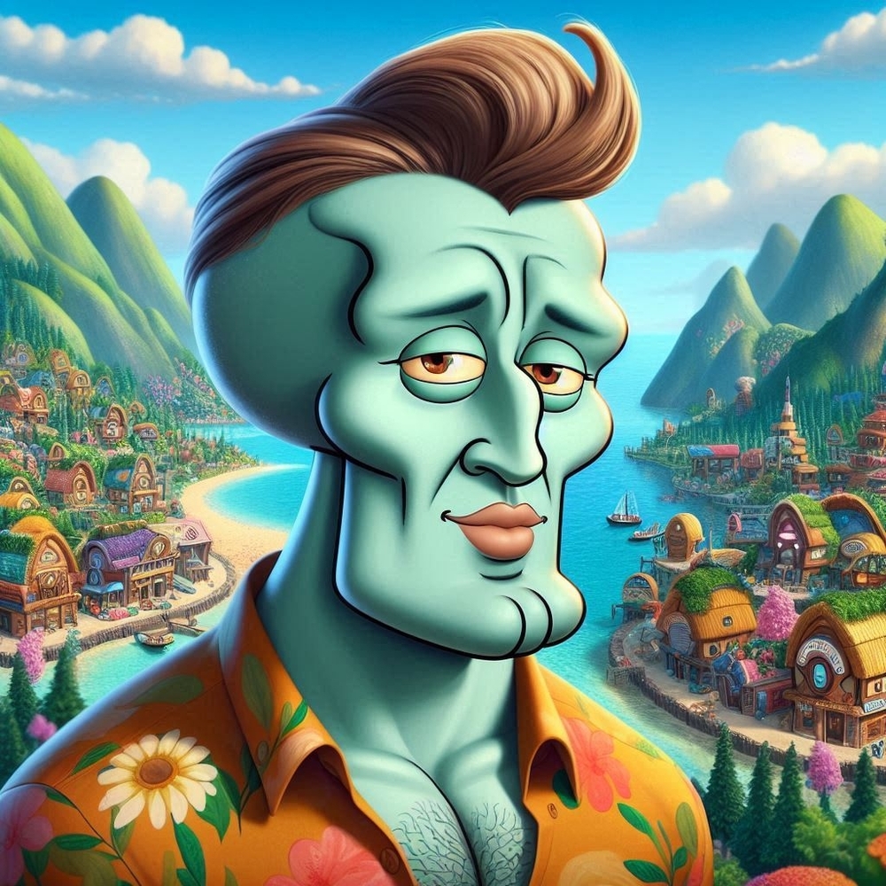 Handsome Squidward 4pc coaster set